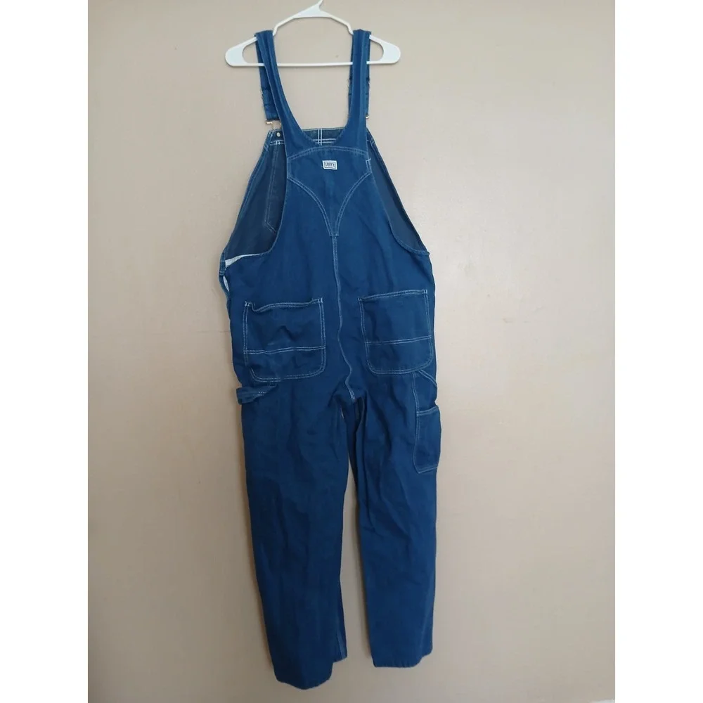 Liberty Overalls 42x32 Bib Denim Carpenter Western Cowboy Work Wear Hammer Loop - Picture 9 of 14
